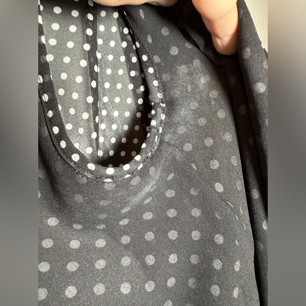 Joie Silk Polka Dot Ruffle Blouse Black & White Sz. Small - Picture 14 of 15